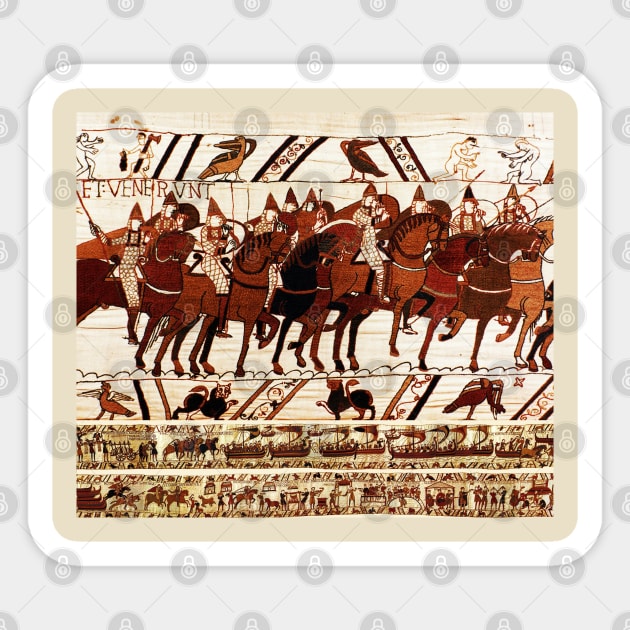 THE BAYEUX TAPESTRY ,NORMAN ARMY IN BATTLE OF HASTINGS ,KNIGHTS HORSEBACK Sticker by BulganLumini